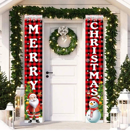 Merry Christmas Door Banner Decoration 2025 Christmas Decor for Home Xmas Hanging Ornaments Navidad Noel Gifts New Year 2026