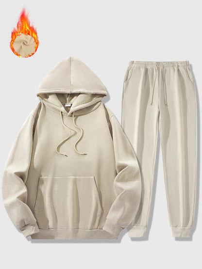 Men's Sports Suit Autumn and Winter Hoodie+pants 2-piece Set Fashionable Solid Color Casual Pullover and Pant Outdoor Sportswear