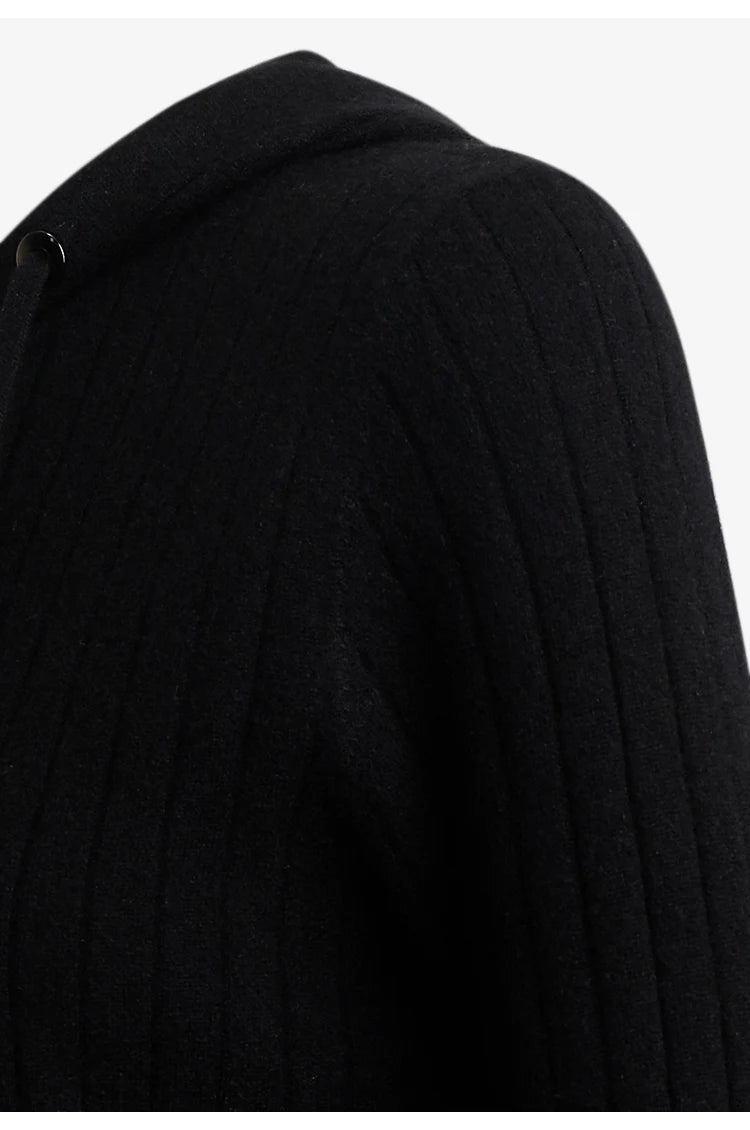 BC839 High-quality luxury brand women's long-sleeved hooded cardigan knitted sweater 94% cashmere