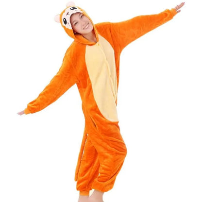 Animal Onesies Lion Tiger Leopard Wolf Fox Zebra Hippo Koala Bat Donkey Rabbit Chinchilla Frog Bee Penguin Dog Kigurumi Adult