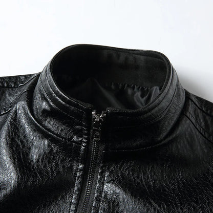Leather Jacket Men Coats Motorcycle Autumn Travel Fleece Black Zipper Plus Size 6XL 7XL 8XL Oversized Winter Slanted Overcoat