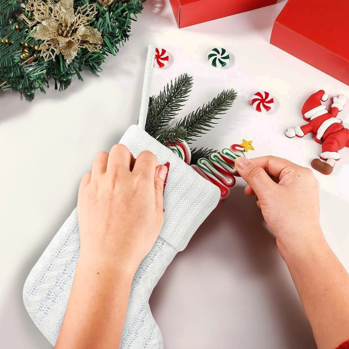 Christmas Socks Knitting Snowflake Letter Stocking Christmas Decoration For Home 2025 Xmas Tree Ornament Gift Navidad Natal 2026