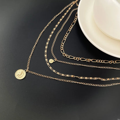Layered Evil Eye & Cross Pendant Necklace – Lucky Charm