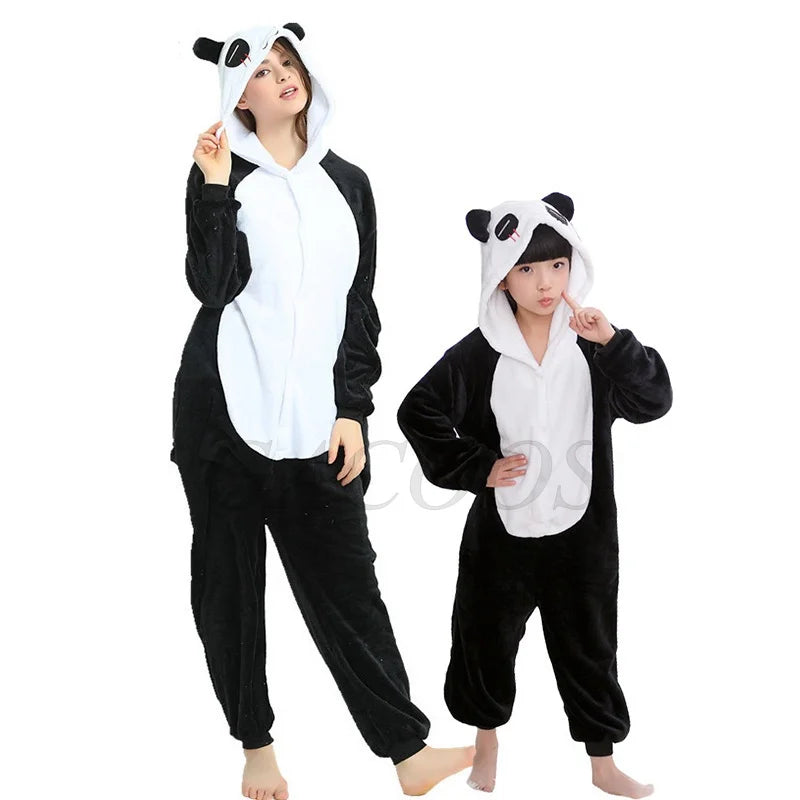 Adult Kids Kigurumi Unicorn Pajamas Cartoon Rabbit Costumes Pajamas For Women Unicornoio Sleepwear Winter Panda Lion Pig Onesies
