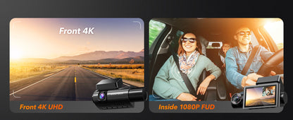 WOLFBOX I07 Dash  Cam 3 Channel Dash Camera for Car Front and Rear 4K Dash Camera with GPS WiFi Car Dvr for 170 FOV WDR