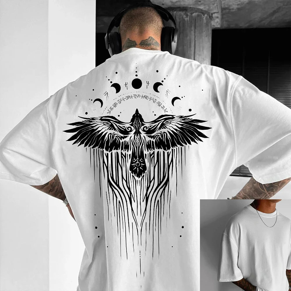 Wiki Ethnic Totem Graphic Men's T-Shirt Summer Street Y2K Cotton Short Sleeve T Shirts for Men Casual Vintage Tops Clothing