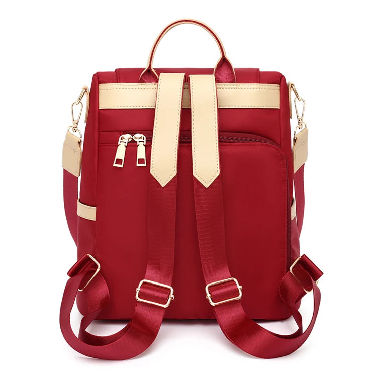 Fashionable women's backpack, adjustable shoulder straps, multiple back styles, zipper closure, polyester lining, suitable for v