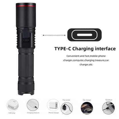 20W Zoom Round Beam Light LED High Power flashlight USB Rechargeable Torch Camping Outdoor Hunting Fishing Walking Lighting Lamp