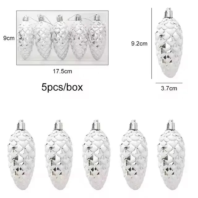 5Pcs Christmas Painted Pine Cone Balls Hanging Pendants Merry Christmas Tree Decoration for Home Xmas Ornament Gift 2024/2025