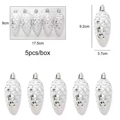 5Pcs Christmas Painted Pine Cone Balls Hanging Pendants Merry Christmas Tree Decoration for Home Xmas Ornament Gift 2024/2025