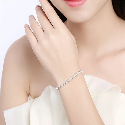 925 Sterling Silver 3mm Snake Chain 8 inches Basis Bracelet For Woman Charm Wedding Engagement Fashion Party Jewelry