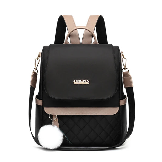 Fashionable women's backpack, adjustable shoulder straps, multiple back styles, zipper closure, polyester lining, suitable for v