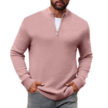 Men's Quarter Zip Sweater Knit Sweater Mock Neck Polo Sweater Casual Pullover Sweate Winter Warm Long Sleeve Polo Sweaters