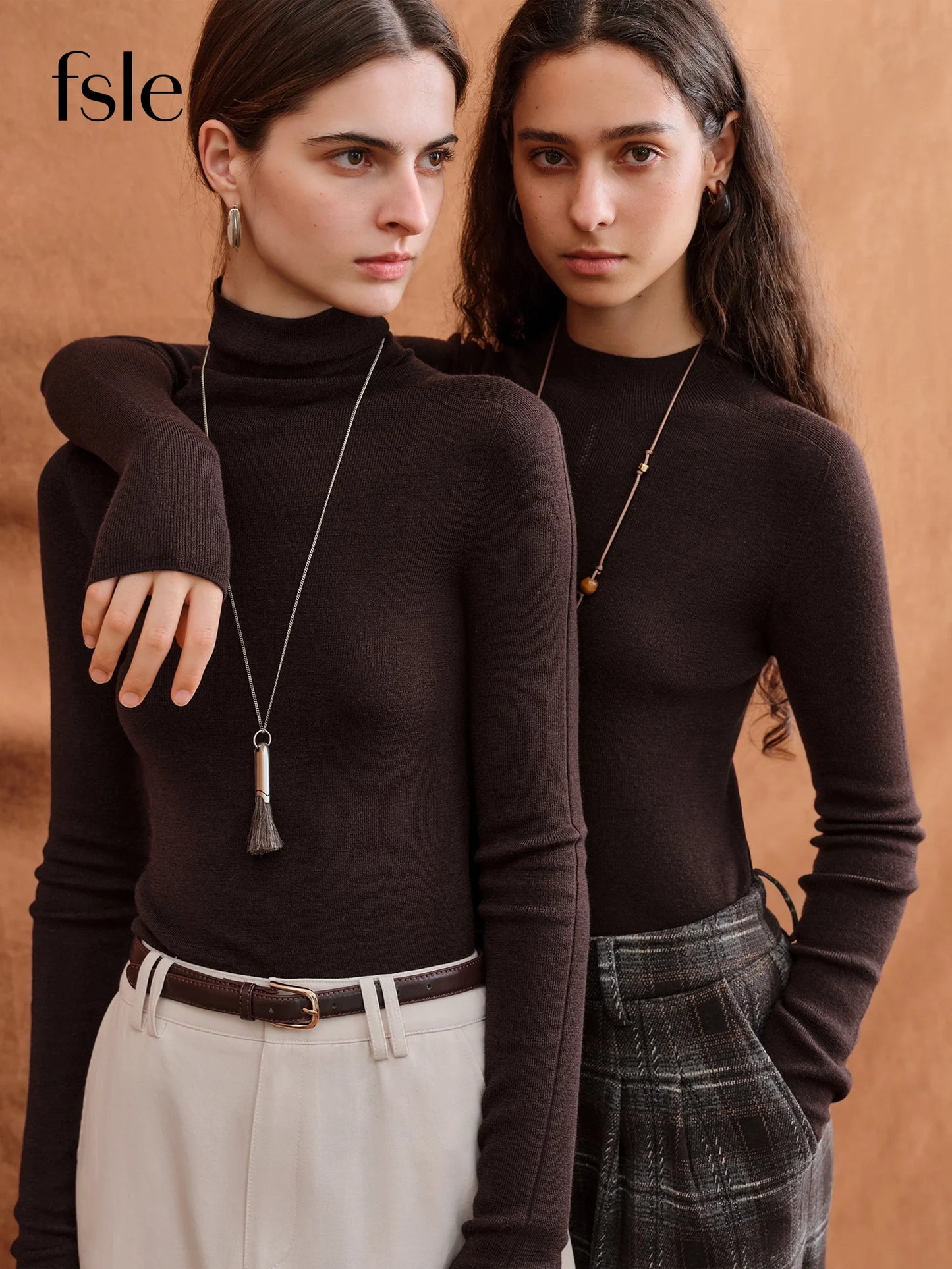 FSLE【Premium Series】German Biella Wool Autumn Super Fine Washable Seamless One-Piece Mock Neck Thermal Base Layer Shirt Women