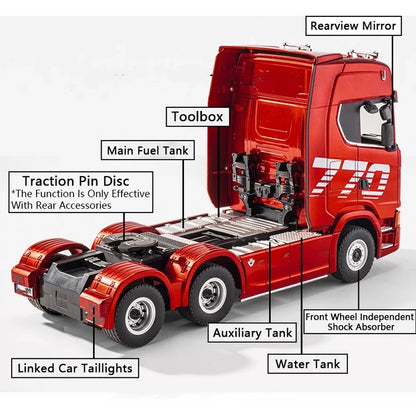 HUINA 770S Rc Truck Trailer Tractor 1/18 1501 Remote Control Car 19 Ch Electric Machine Engineering Cars Radio Controlled Toys