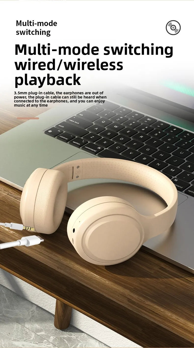 Bluetooth 5.3 Headphones 3.5mm Wired Headsets Over Ear Gaming Earphones Foldable Wireless Earphones with Mic TF/AUX Music Play