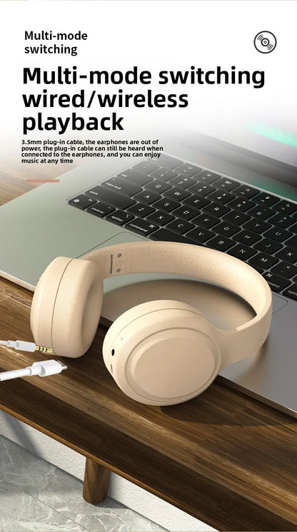 Bluetooth 5.3 Headphones 3.5mm Wired Headsets Over Ear Gaming Earphones Foldable Wireless Earphones with Mic TF/AUX Music Play