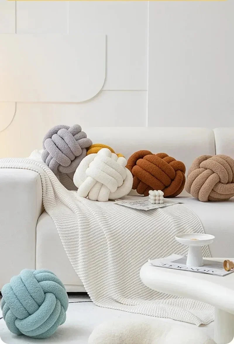 Aesthetic Knot Globe Plush Cushion Nordic Ball Stuffed Pillow Sofa Decorative Throw Pillow Soft Sleeping Back Cushion Decor