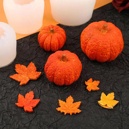 Pumpkin Silicone Molds 3D Pumpkin Maple Leaves Cookie Molds Candle Making Kit Fall Decor Making Accessories for Crafting Baking