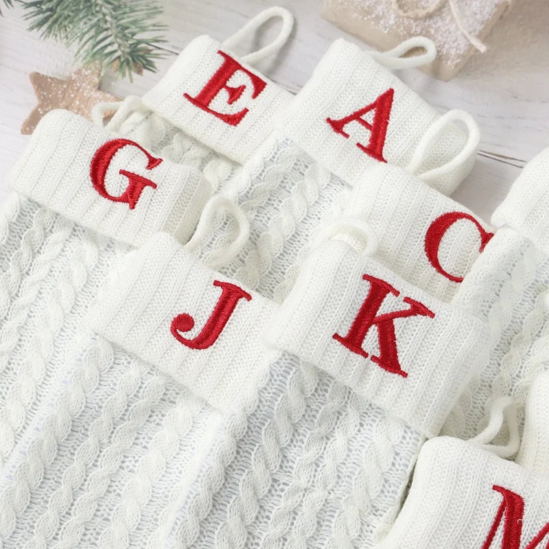 Christmas Socks Knitting Snowflake Letter Stocking Christmas Decoration For Home 2025 Xmas Tree Ornament Gift Navidad Natal 2026