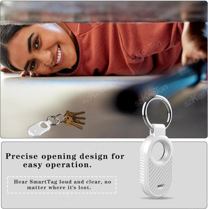 Carbon Fiber Style Case For Samsung Galaxy Smart Tag 2 Locator Anti-lost Backpack Keychain TPU Soft Silicone Protect Back Cover