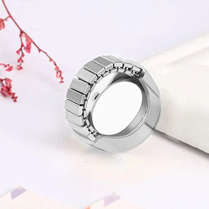 Vintage Punk Finger Watch Mini Elastic Strap Alloy Watches Couple Rings Jewelry Clock Retro Roman Quartz Watch Rings Women Men