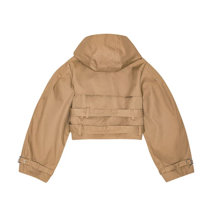 Double-Buckled Belted Hooded Trench Coat Oversized Long Sleeve Maxi 2025 Autumn Edgy Women Outerwear Fashion Trendy Lady Jacket