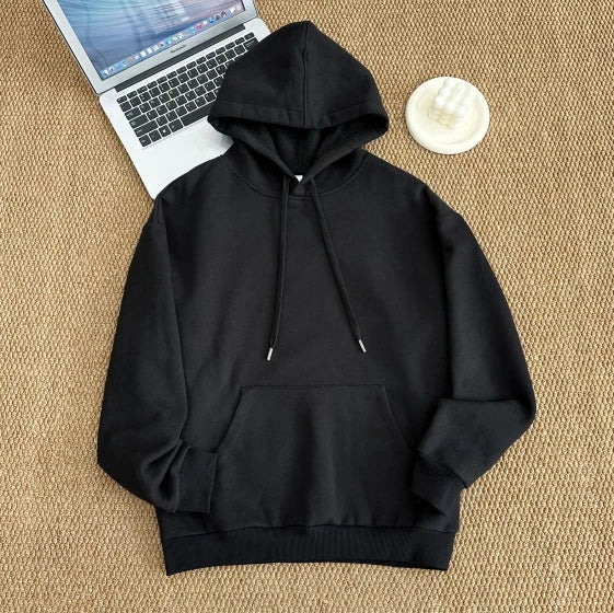 2025 unisex hooded sweatshirt men's solid color sweatshirt men's and women's long sleeved plug-in pocket pulloverolid Women Warm