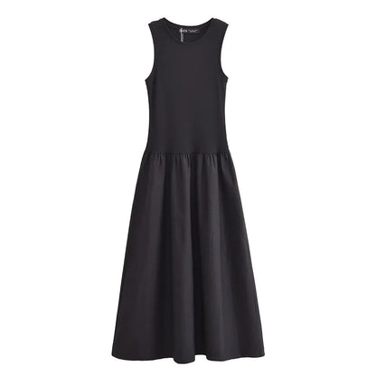 Elegant Khaki Sleeveless Dress for Women – 2025 Casual Chic