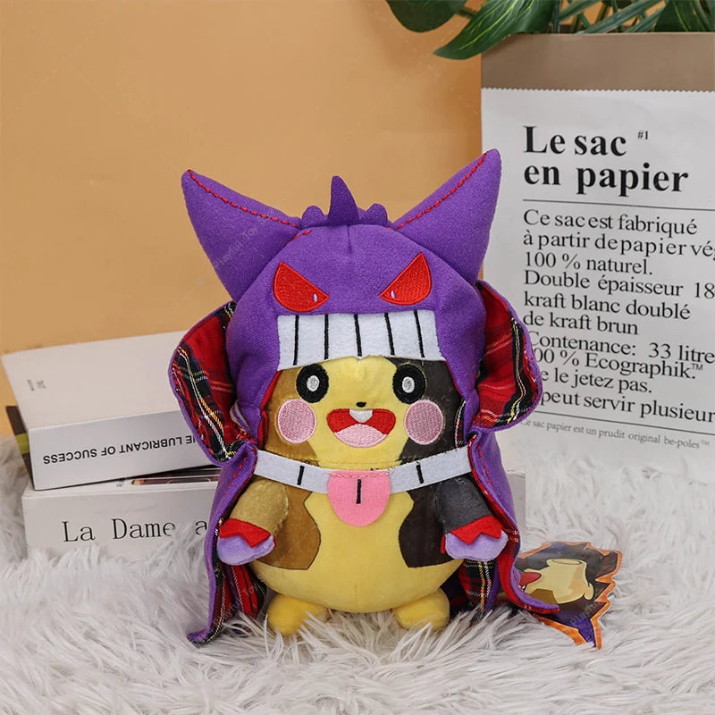 Pokémon Plush Halloween Pikachu Cos Mimikyu Hattrem Full Belly Mode Morpeko with Gengar's Cloak Doll Halloween Christmas Gift
