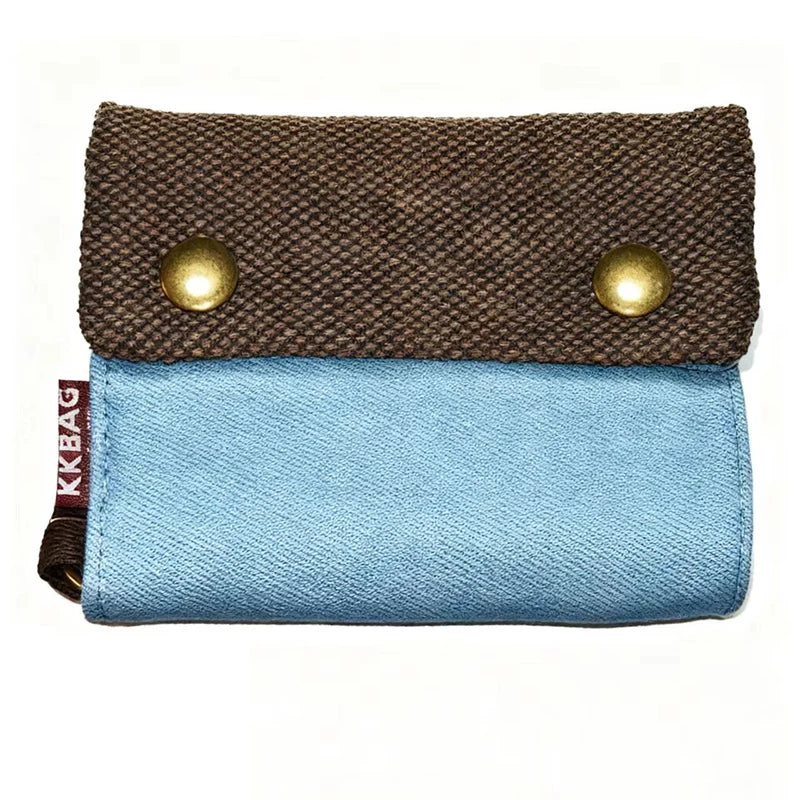 Women's Handmade Fold Fabric Wallet Simple Color Contrast Short Zipper Purses Cartoon Coin Purse Card Holder Key Organizer