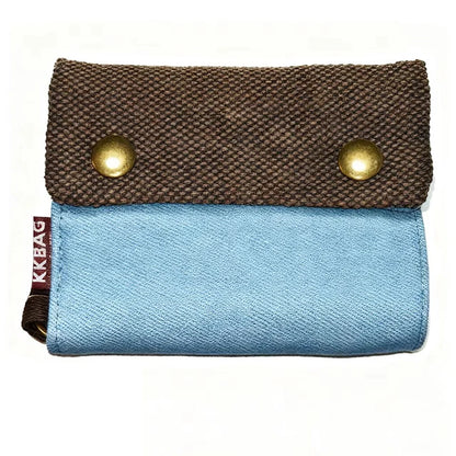 Women's Handmade Fold Fabric Wallet Simple Color Contrast Short Zipper Purses Cartoon Coin Purse Card Holder Key Organizer