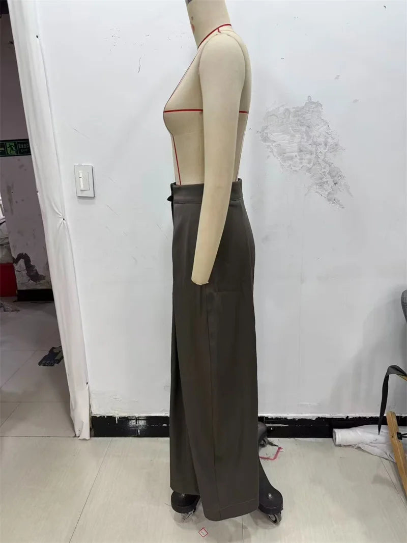Women's Long Pants 2025 Autumn New Arrivals Military Green Pleated Loose Wide-Leg Pants Casual Fashion Stylish and Versatile
