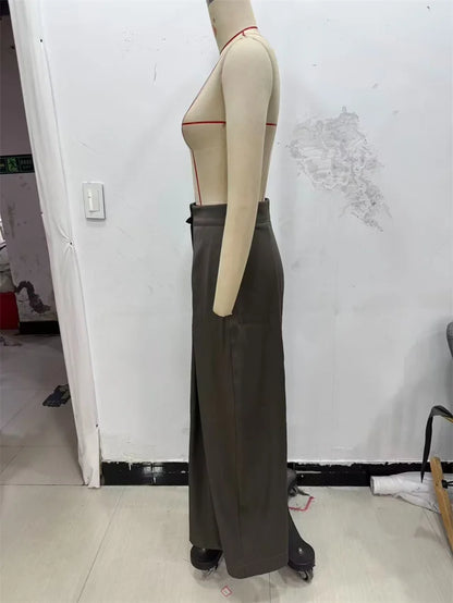 Women's Long Pants 2025 Autumn New Arrivals Military Green Pleated Loose Wide-Leg Pants Casual Fashion Stylish and Versatile