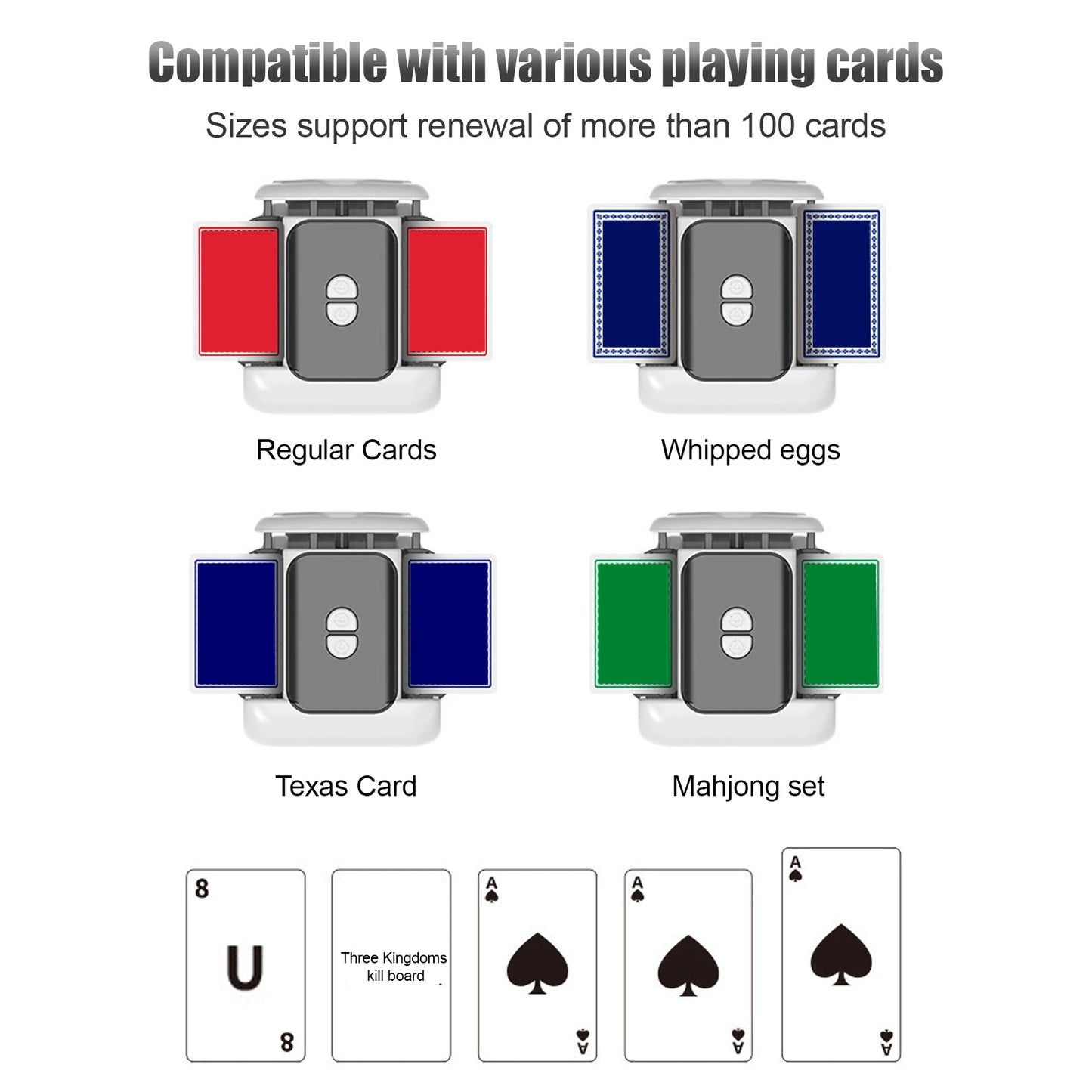 2 Deck Automatic Card Shuffler Card Dealer Machine Electric Casino Card Shuffler Cordless Poker Machine Card Dealer Rechargeable