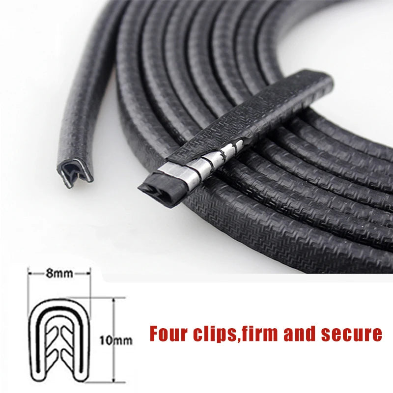 2/3/5M Car Door Anti Collision Strip with Steel Disc Bumper Trim Edge Scratch Protector Strip Sealing Guard Styling Car Decor