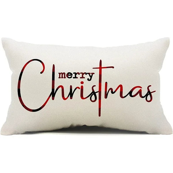 New Christmas style simple letter double-sided printed linen pillow for home decoration, sofa waist pillowcase