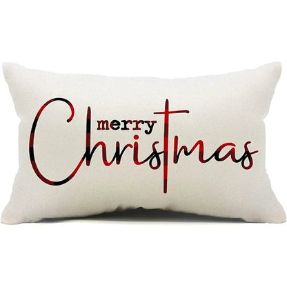New Christmas style simple letter double-sided printed linen pillow for home decoration, sofa waist pillowcase
