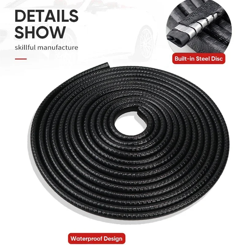 2/3/5M Car Door Anti Collision Strip with Steel Disc Bumper Trim Edge Scratch Protector Strip Sealing Guard Styling Car Decor