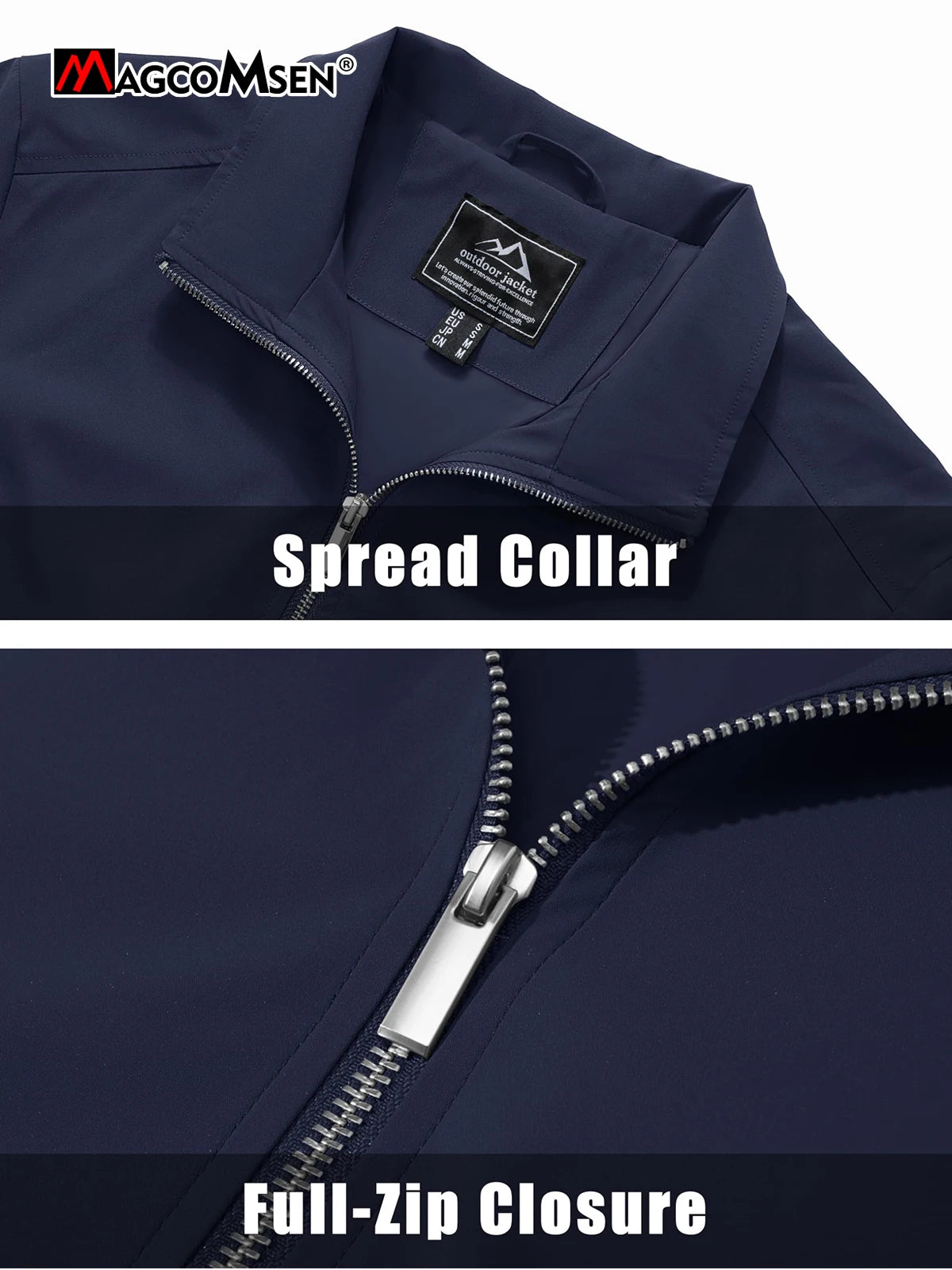 MAGCOMSEN Lightweight Jacket Men's Windproof Waterproof Zip Up Coat Stand Up Collar Windbreaker with 3 Pockets Outerwear