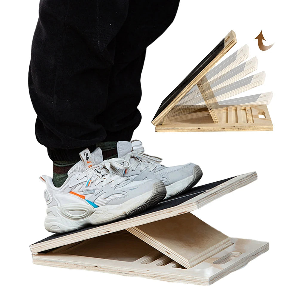 Wooden Slant Board Adjustable Incline Board Portable Calf Stretcher Heavy Duty Calf Stretch Board for Knees Ankle Heel Feet Leg