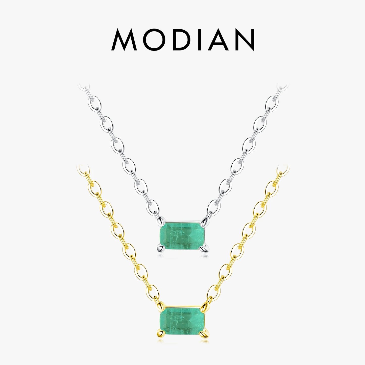 Modian Authentic 925 Sterling Silver Green Tourmaline Necklace Pendant for Women Fashion Bijoux Wedding Statement Jewelry Gifts