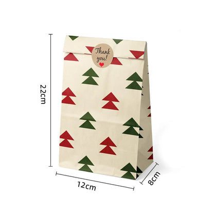 8pcs/12pcs Kraft Paper Candy Cookie Bag Santa Claus Snowman Christmas Gift Packing Bags Xmas Navidad Party Decor Supplies