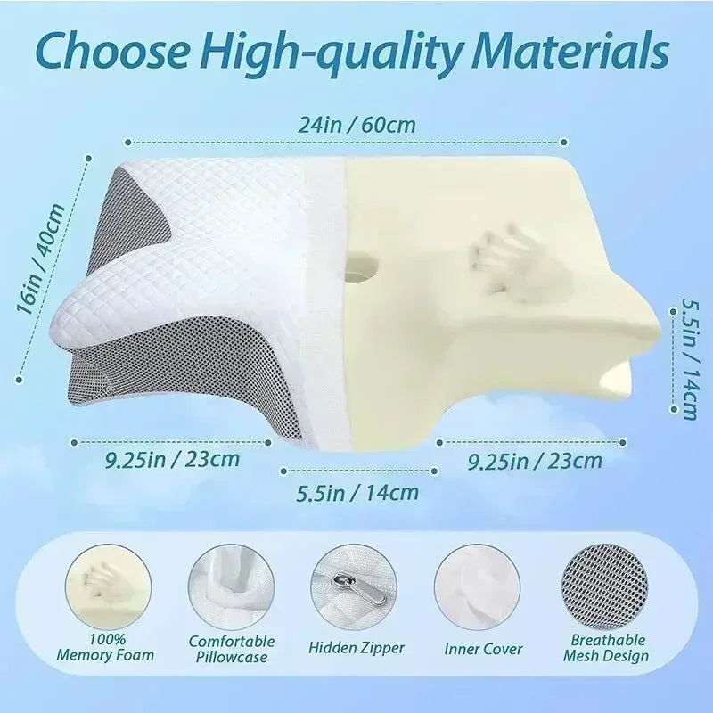 Sleep Memory Neck Pillow Butterfly Slow Rebound Comfortable Memory Foam Sleep Pillow Cervical Orthopedic Neck Massage Bed Pillow