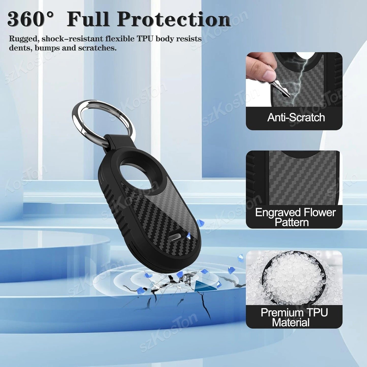 Carbon Fiber Style Case For Samsung Galaxy Smart Tag 2 Locator Anti-lost Backpack Keychain TPU Soft Silicone Protect Back Cover
