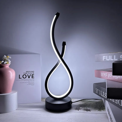 A modern wrought iron table lamp powered by USB - three tone light