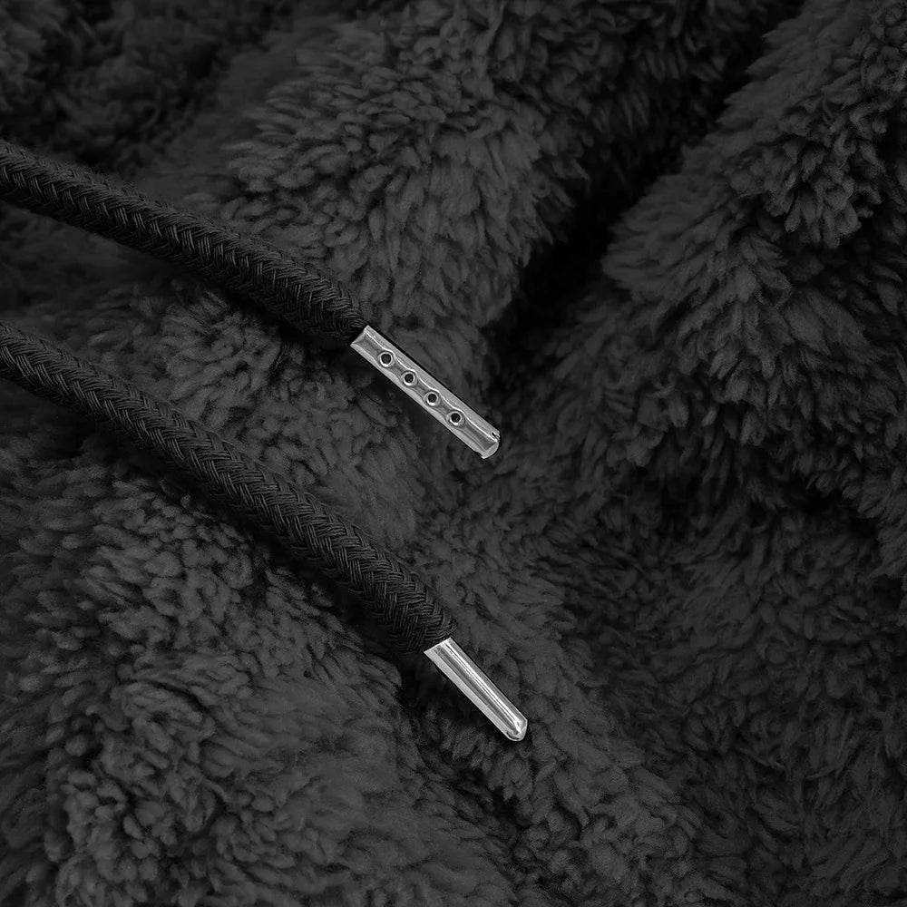 Autumn and winter leisure men's high street jacquard double-sided velvet hooded sports trend pullover sweater jacket