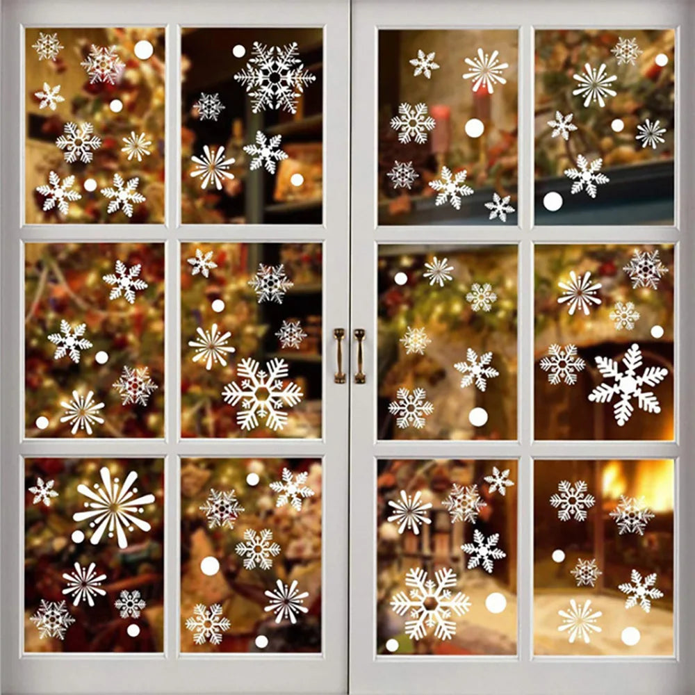 Winter Snow Flakes Window Clings Decals Christmas Decoration 2024S nowflakes Wall Stickers New Year Winter Wonderland Decoration