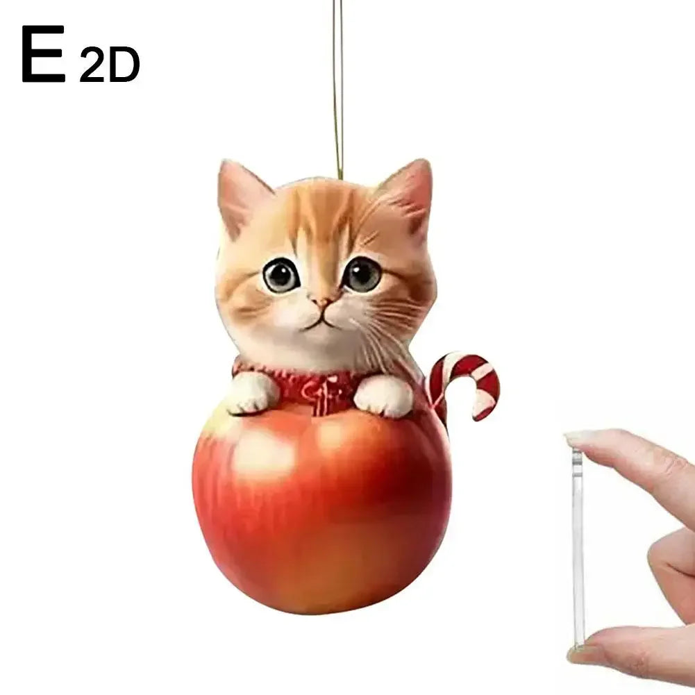 2D Acrylic Christmas Tree Hanging Ornaments Cat Shaped Pendants Christmas Decorations For Home Xmas Gifts New Year 2025 S1A4
