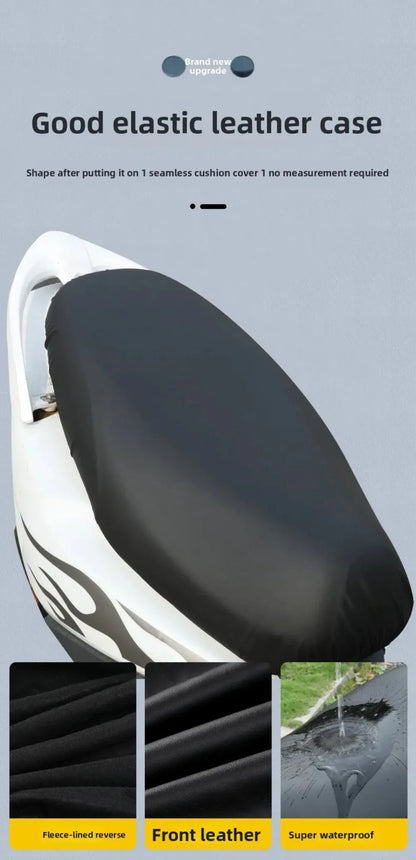 Motorcycle Seat PU Leather Cover Waterproof Dustproof Sunscreen Motorbike Scooter Cushion Seat Cover Protector Cover Accessories